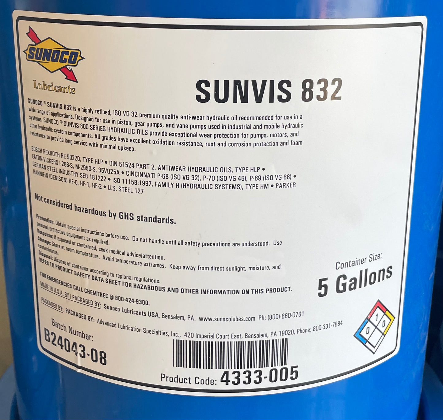 HYD OIL 5 GALLON 832